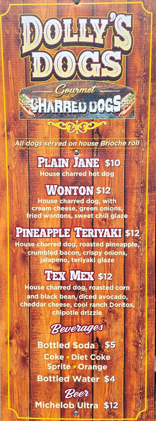Dolly's Dogs menu