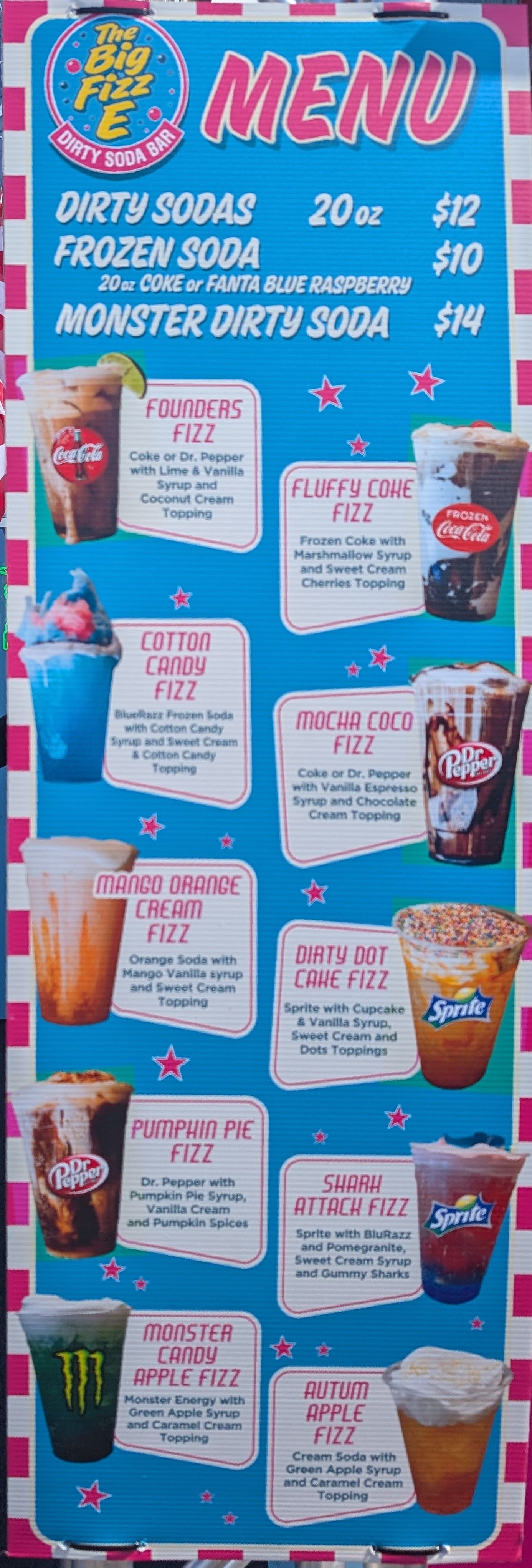 The Big Fizz E menu